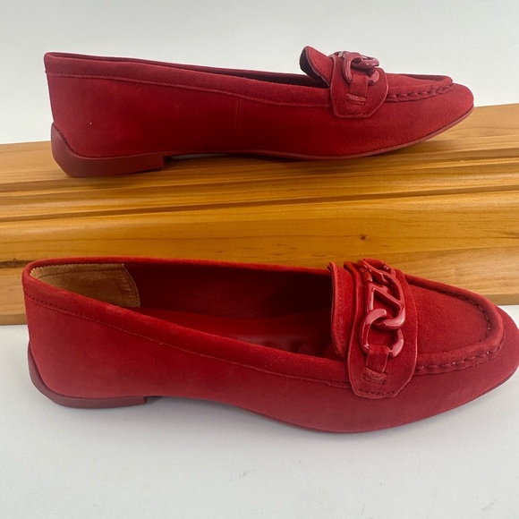 Franco Sarto Shoes - Franco Sarto Red Classic Loafers with Chain Detail